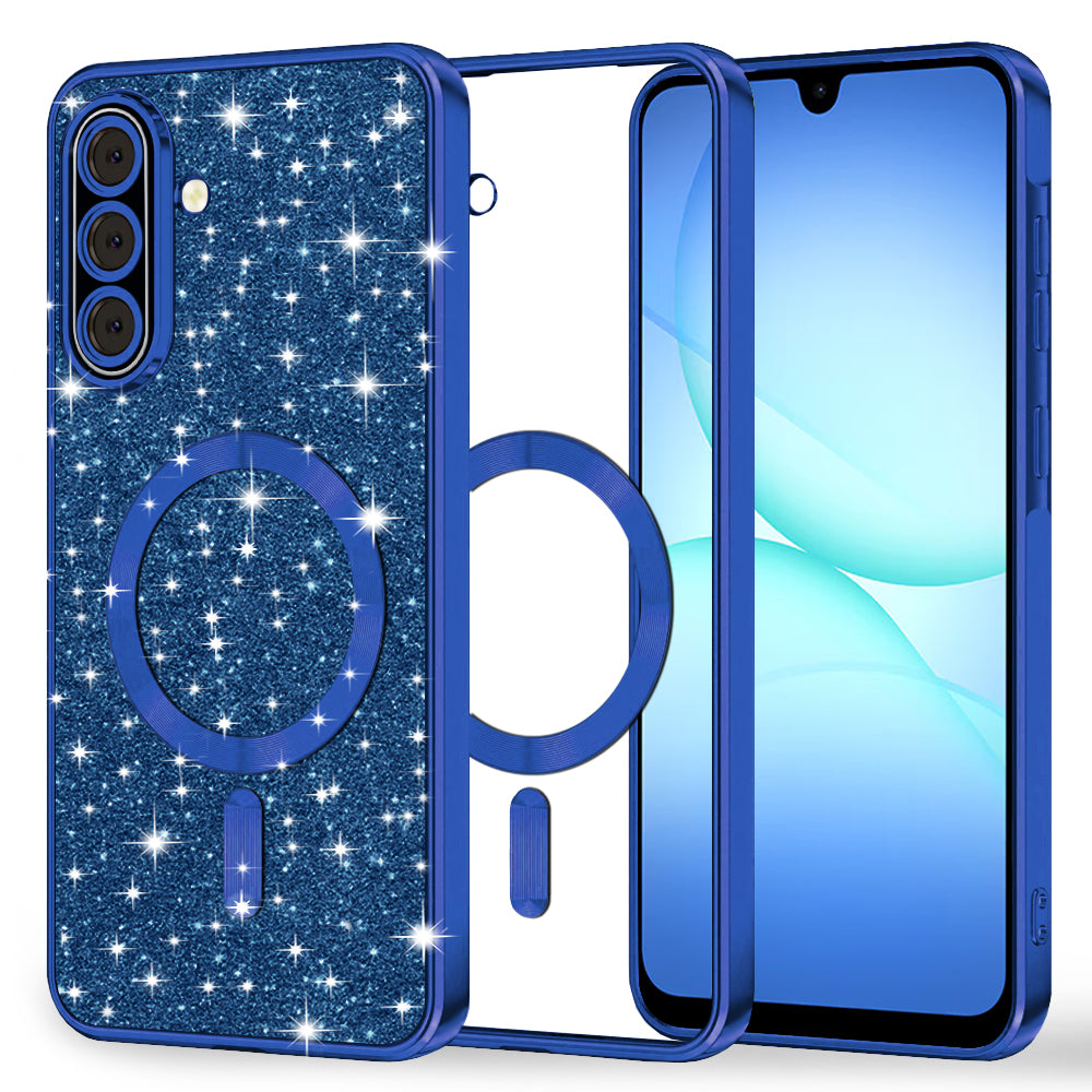 MagSafe Case for Samsung Galaxy A17 4G / A17 5G, Techsuit, Luxury Glitter, Dark Blue