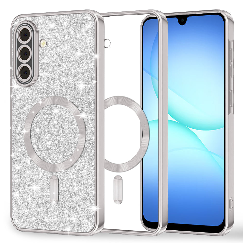 MagSafe Case for Samsung Galaxy A17 4G / A17 5G, Techsuit, Luxury Glitter, Silver