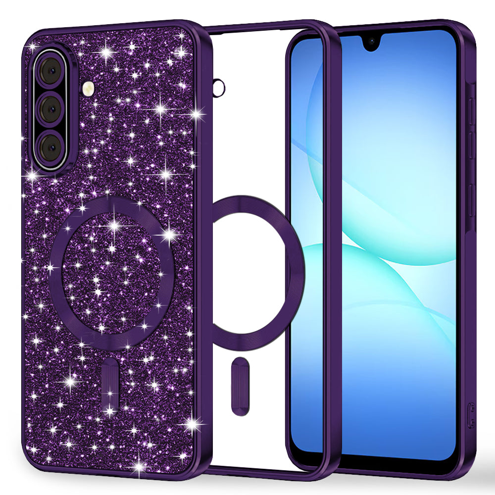 MagSafe Case for Samsung Galaxy A17 4G / A17 5G, Techsuit, Luxury Glitter, Dark Purple