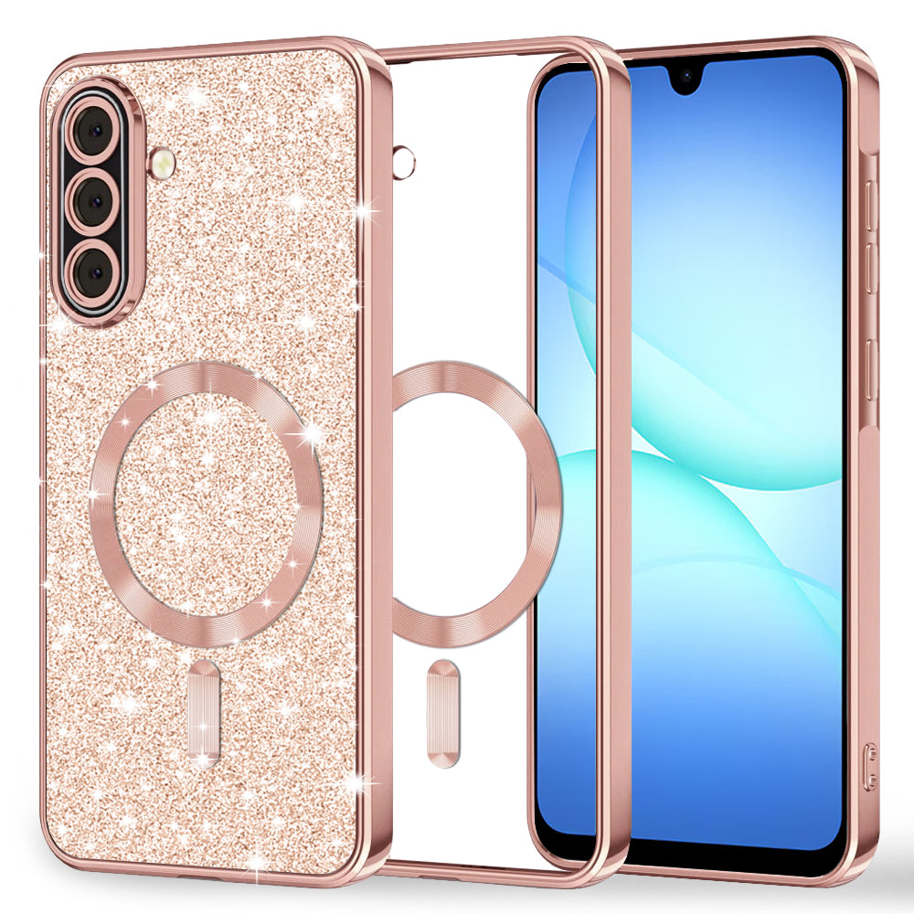 MagSafe Case for Samsung Galaxy A18 5G A186 / A18 4G A185 / F17 / M17 / A17 4G A175, Techsuit, Luxury Glitter, Pink