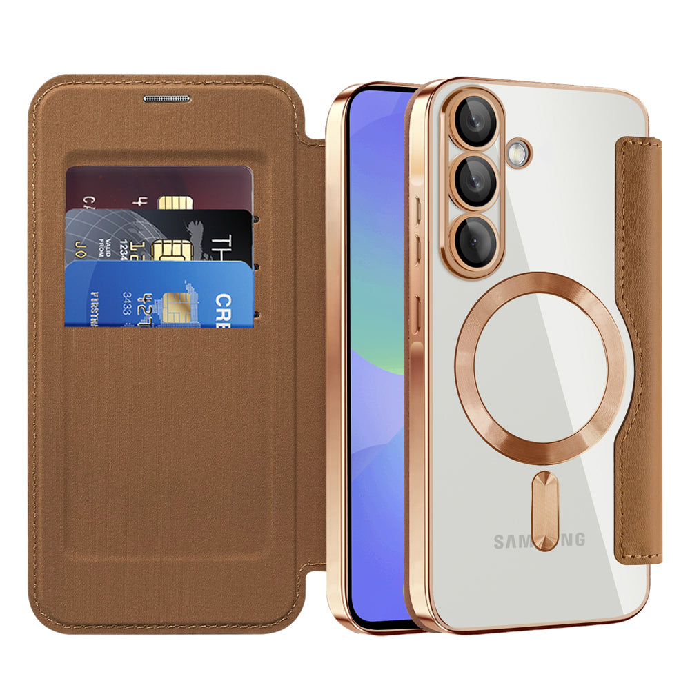 MagSafe Case for Samsung Galaxy A37 5G, Techsuit, SmartMag Book, Brown