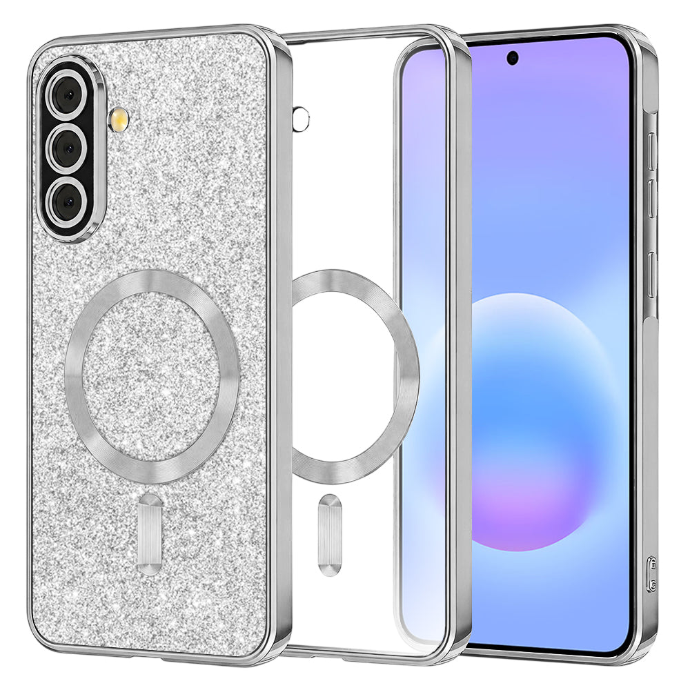 MagSafe Case for Samsung Galaxy A57 5G, Techsuit, Luxury Glitter, Silver