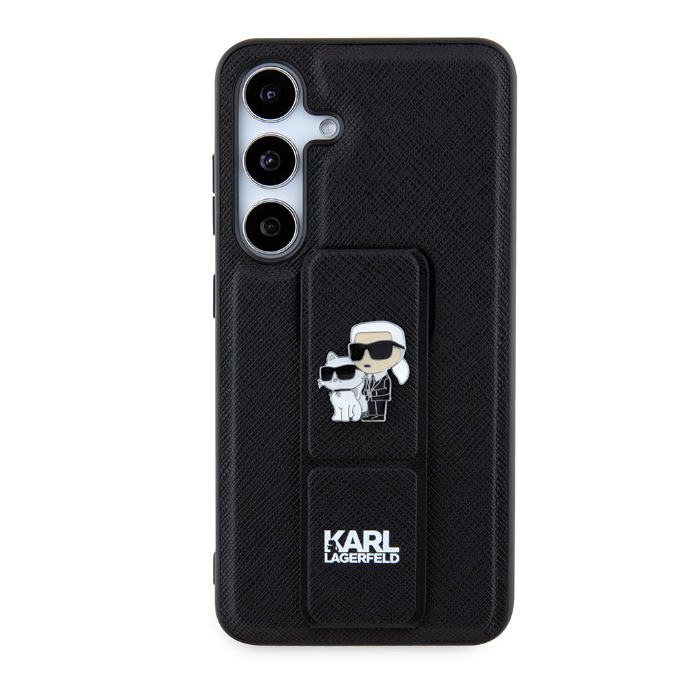 MagSafe Case for Samsung Galaxy S24 S921, Karl Lagerfeld, Saffiano Gripstand Karl & Choupette, Black