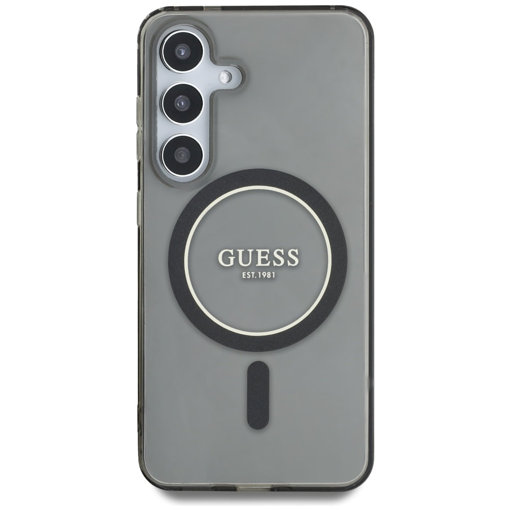 MagSafe Hülle für Samsung Galaxy S25 S931, Guess, IML Glitter Circle, Schwarz