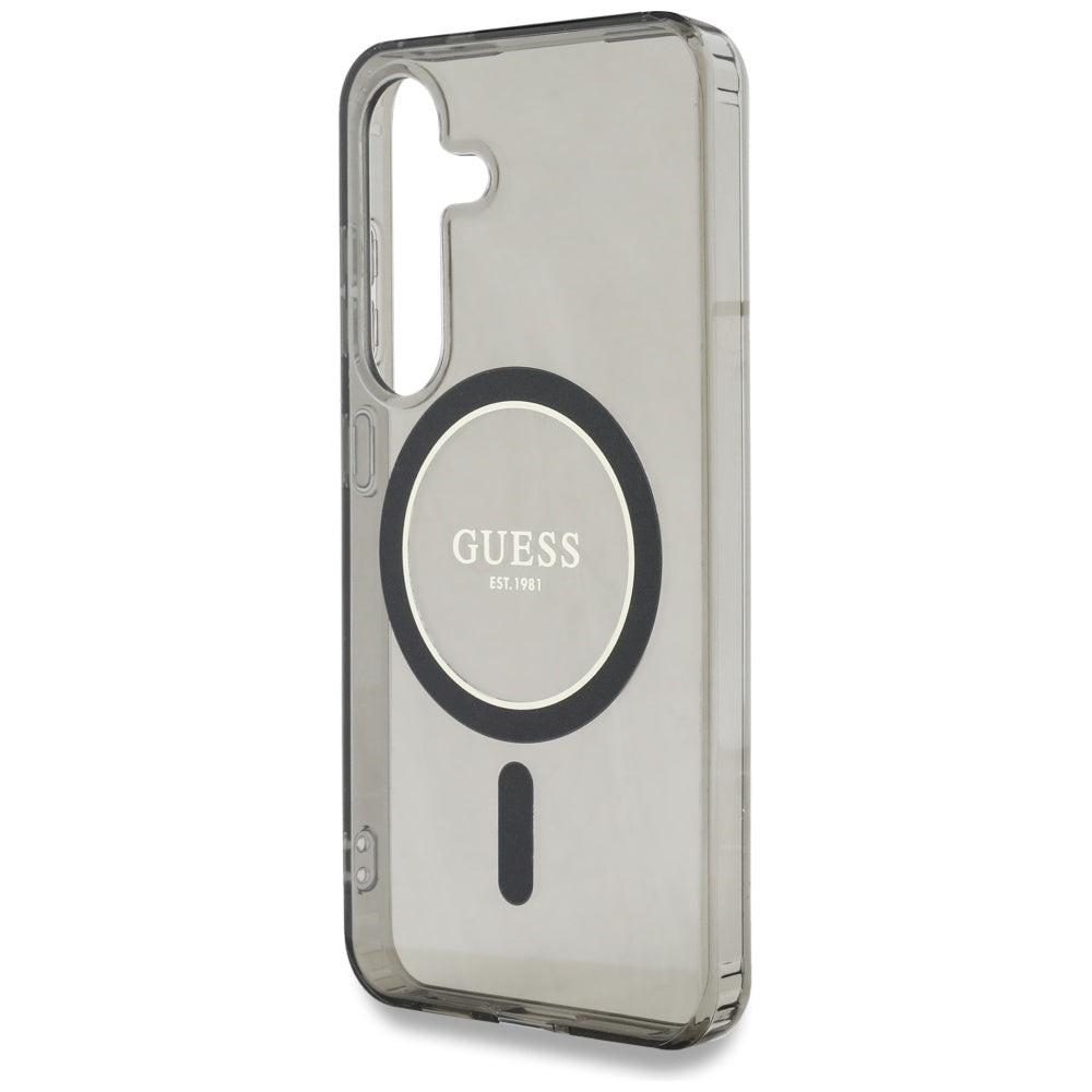 MagSafe Hülle für Samsung Galaxy S25 S931, Guess, IML Glitter Circle, Schwarz
