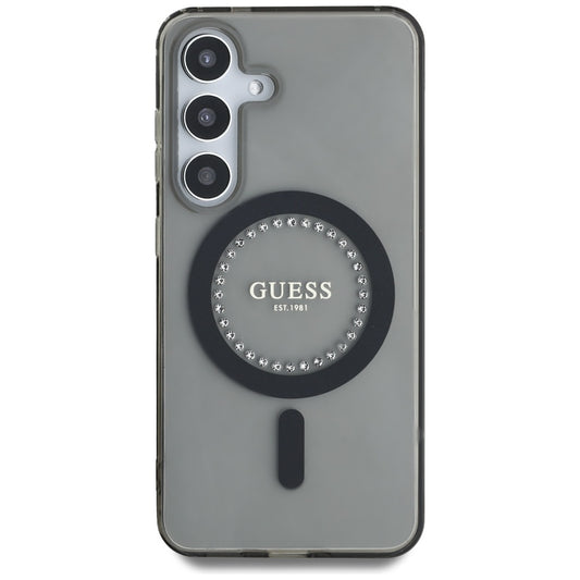 MagSafe Hülle für Samsung Galaxy S25 S931, Guess, IML Rhinestone, Schwarz