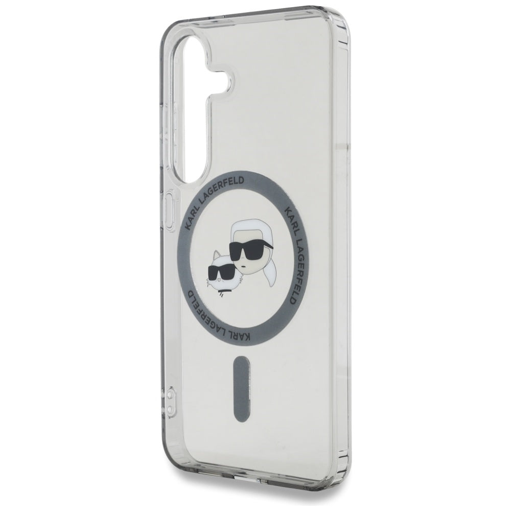 MagSafe Case for Samsung Galaxy S25 S931, Karl Lagerfeld, IML Metal Karl & Choupette's Heads, Black