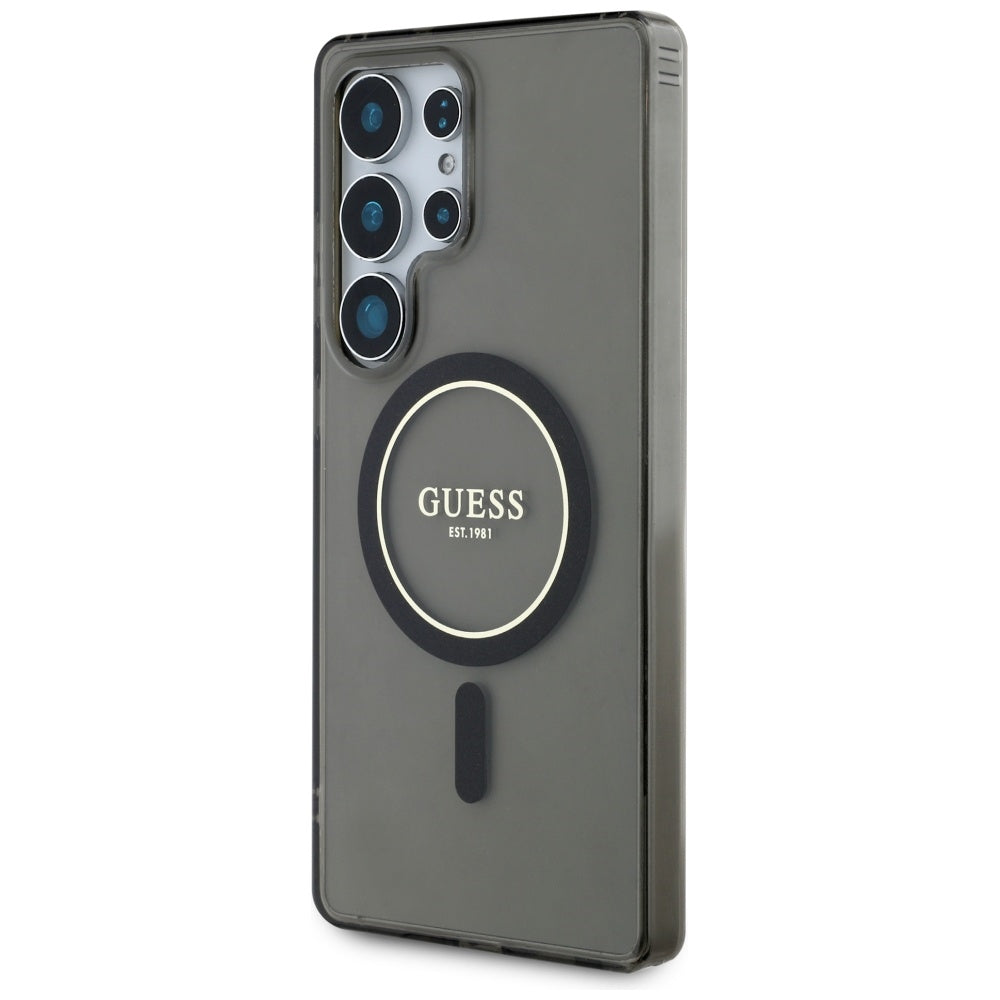 MagSafe Hülle für Samsung Galaxy S25 Ultra S938, Guess, IML Glitter Circle, Schwarz