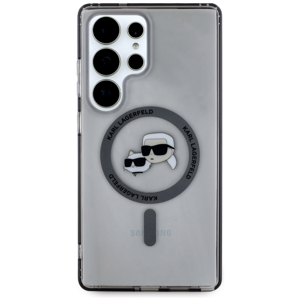 MagSafe Case for Samsung Galaxy S25 Ultra S938, Karl Lagerfeld, IML Metal Karl & Choupette's Heads, Black