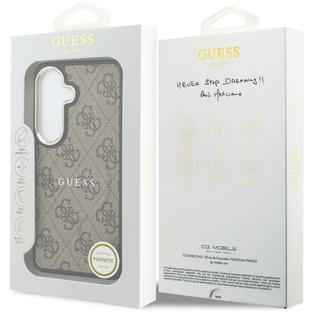 MagSafe Hülle für Samsung Galaxy S26 S942, Guess, 4G Embossed Ring, Braun