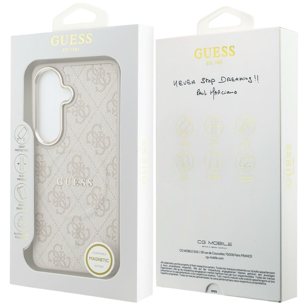 MagSafe Case for Samsung Galaxy S26 S942, Guess, 4G Embossed Ring, Pink