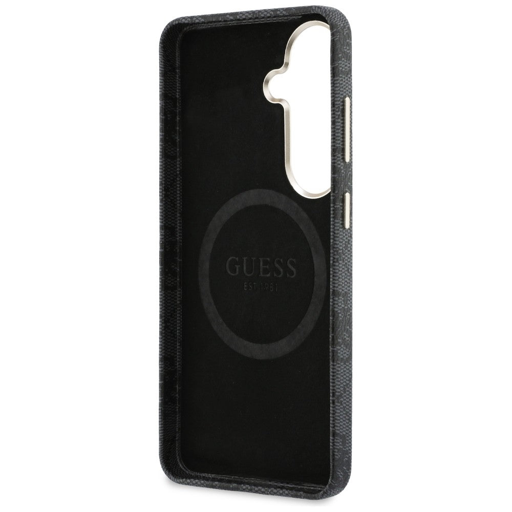 MagSafe Hülle für Samsung Galaxy S26 S942, Guess, 4G Script Logo, Schwarz