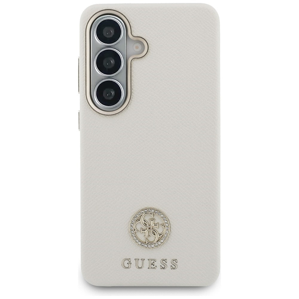 MagSafe Hülle für Samsung Galaxy S26 S942, Guess, Rhinestone Round Logo, Beige