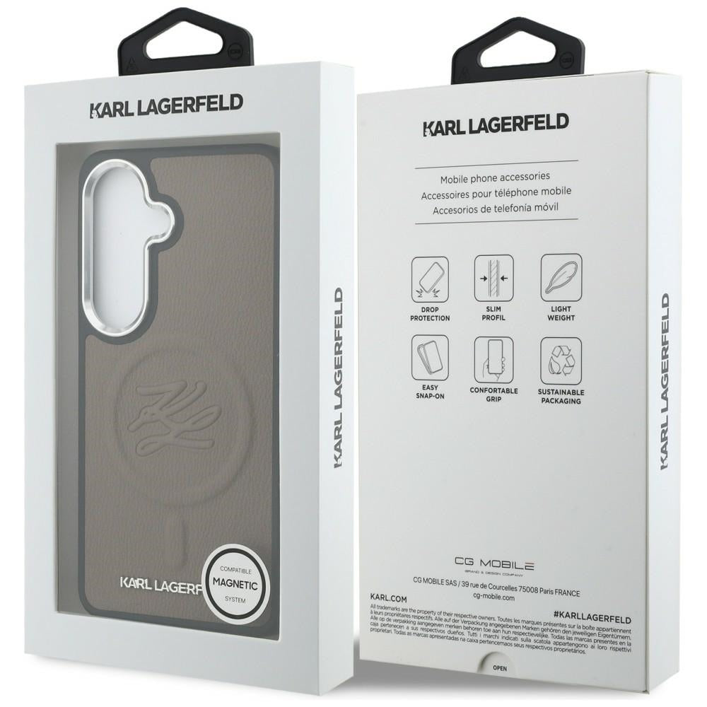 MagSafe Hülle für Samsung Galaxy S26 S942, Karl Lagerfeld, Initial Logo Debossed, Braun