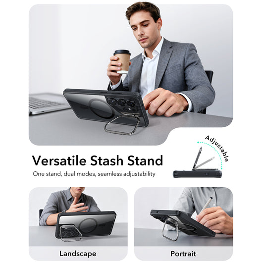 MagSafe Hülle für Samsung Galaxy S26 Ultra, ESR, Classic Hybrid Kickstand, Schwarz Transparent