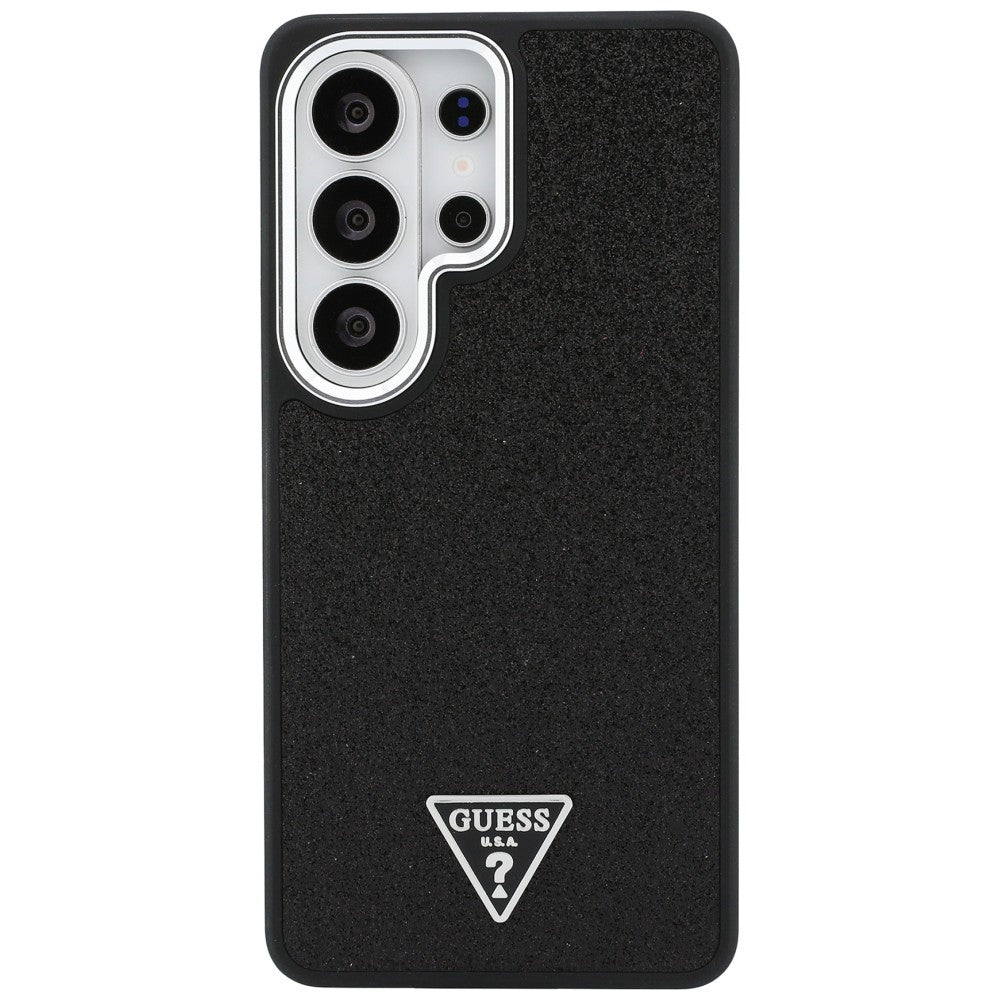 MagSafe Case for Samsung Galaxy S26 Ultra S948, Guess, Fixed Glitter Triangle Logo, Black