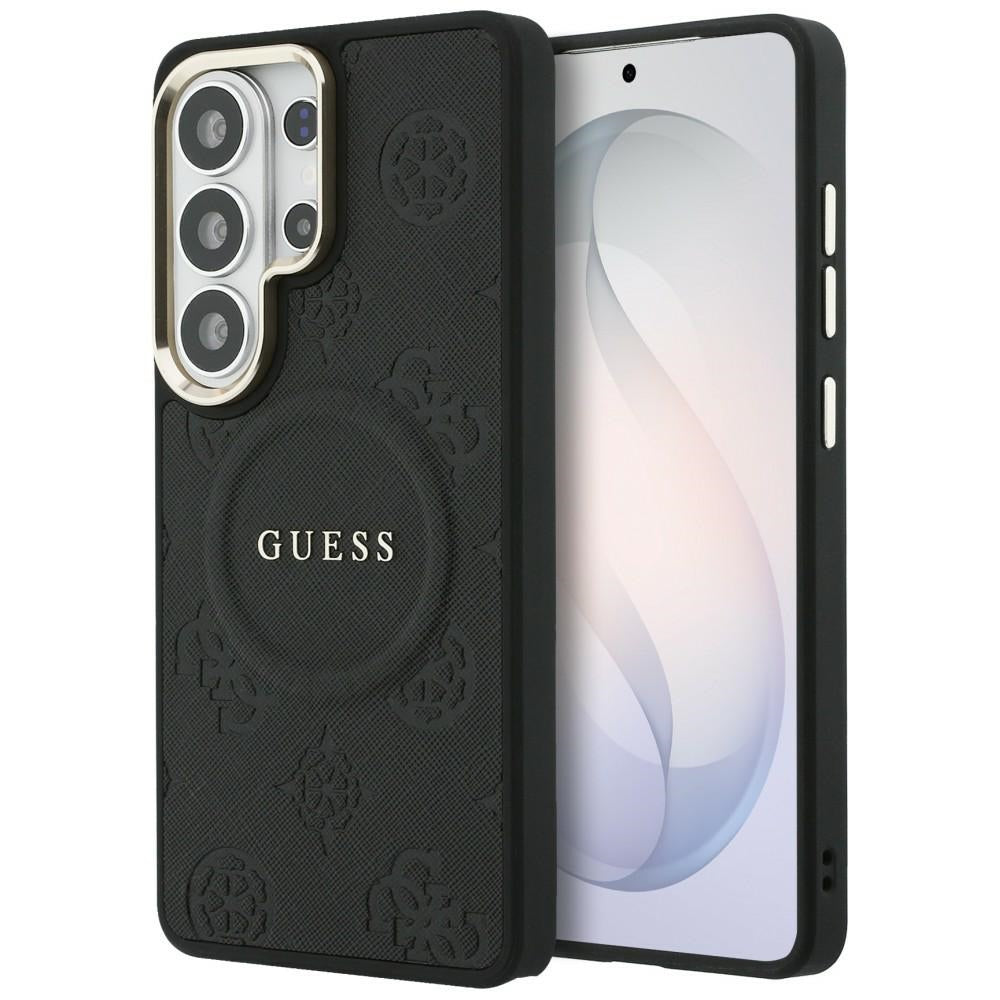 MagSafe Case for Samsung Galaxy S26 Ultra S948, GUESS, Saffiano Peony Embossed Ring, Black