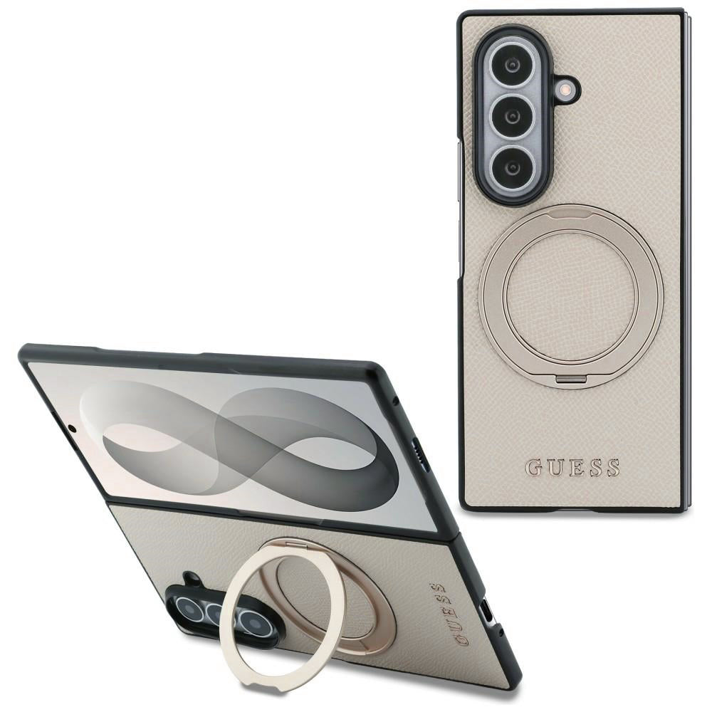 MagSafe-Hülle für Samsung Galaxy Z Fold8 Ultra F976, Guess, Ring Stand Grained Classic Logo, Beige
