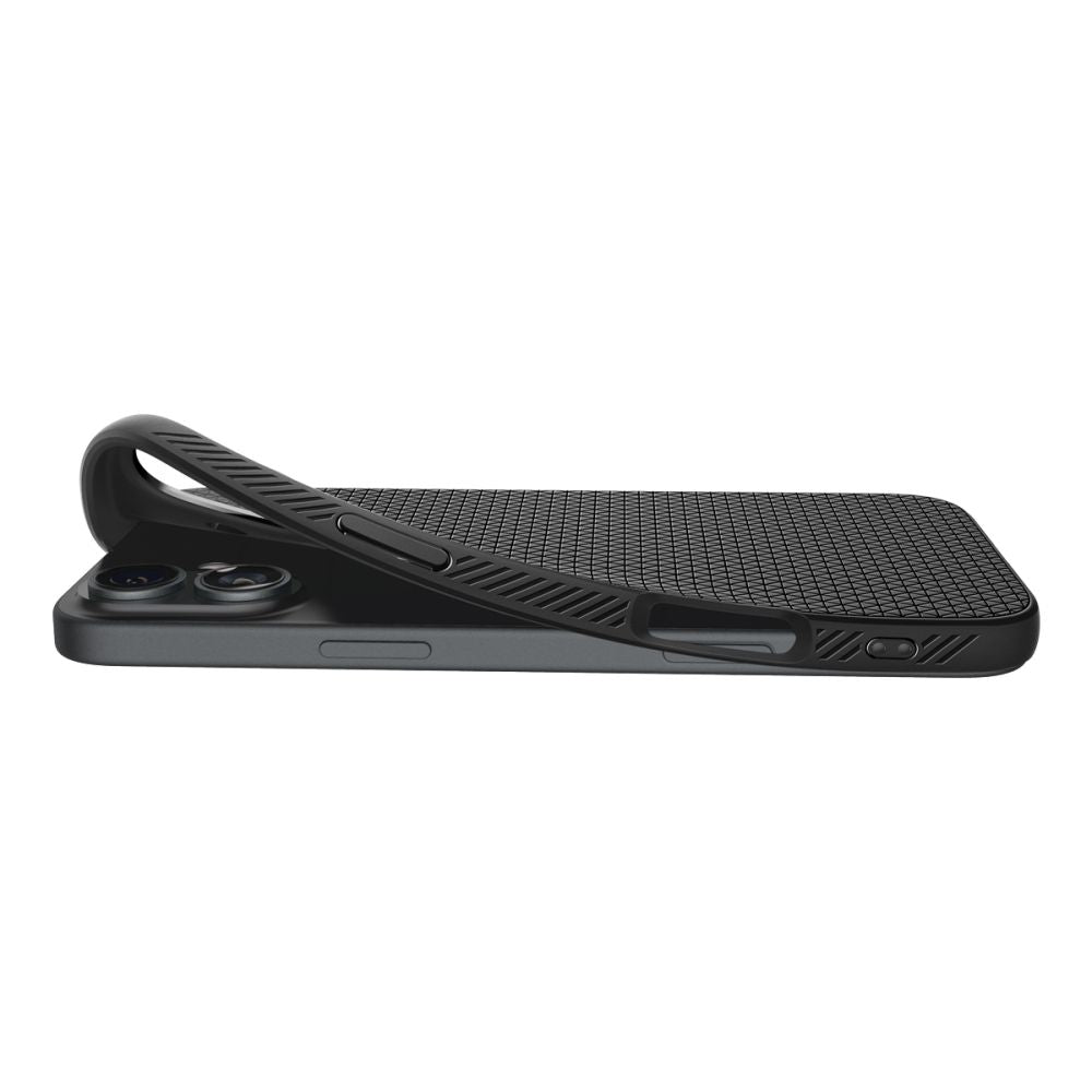 Hülle für Apple iPhone 16, Spigen, Liquid Air, Mattschwarz ACS08194