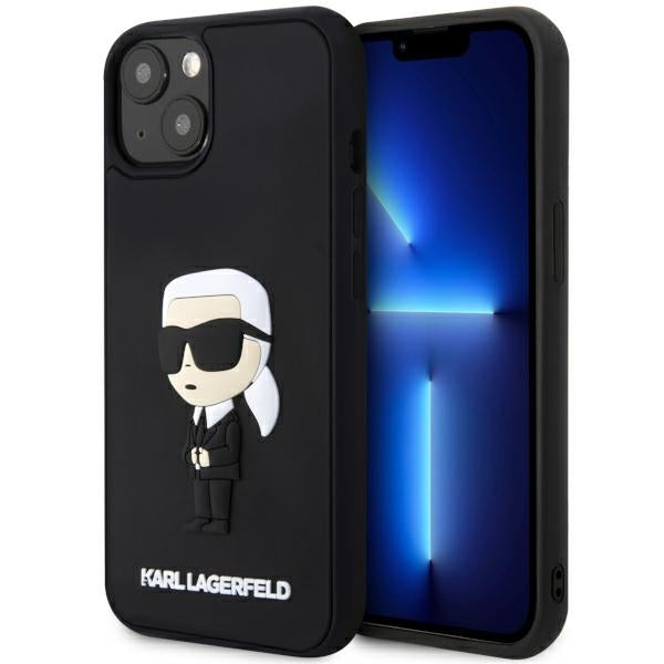 Hülle für Apple iPhone 14 Plus, Karl Lagerfeld, 3D Rubber Ikonik Karl, Schwarz