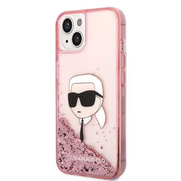 Hülle für Apple iPhone 14 Plus, Karl Lagerfeld, Glitter Karl's Head, Rosa