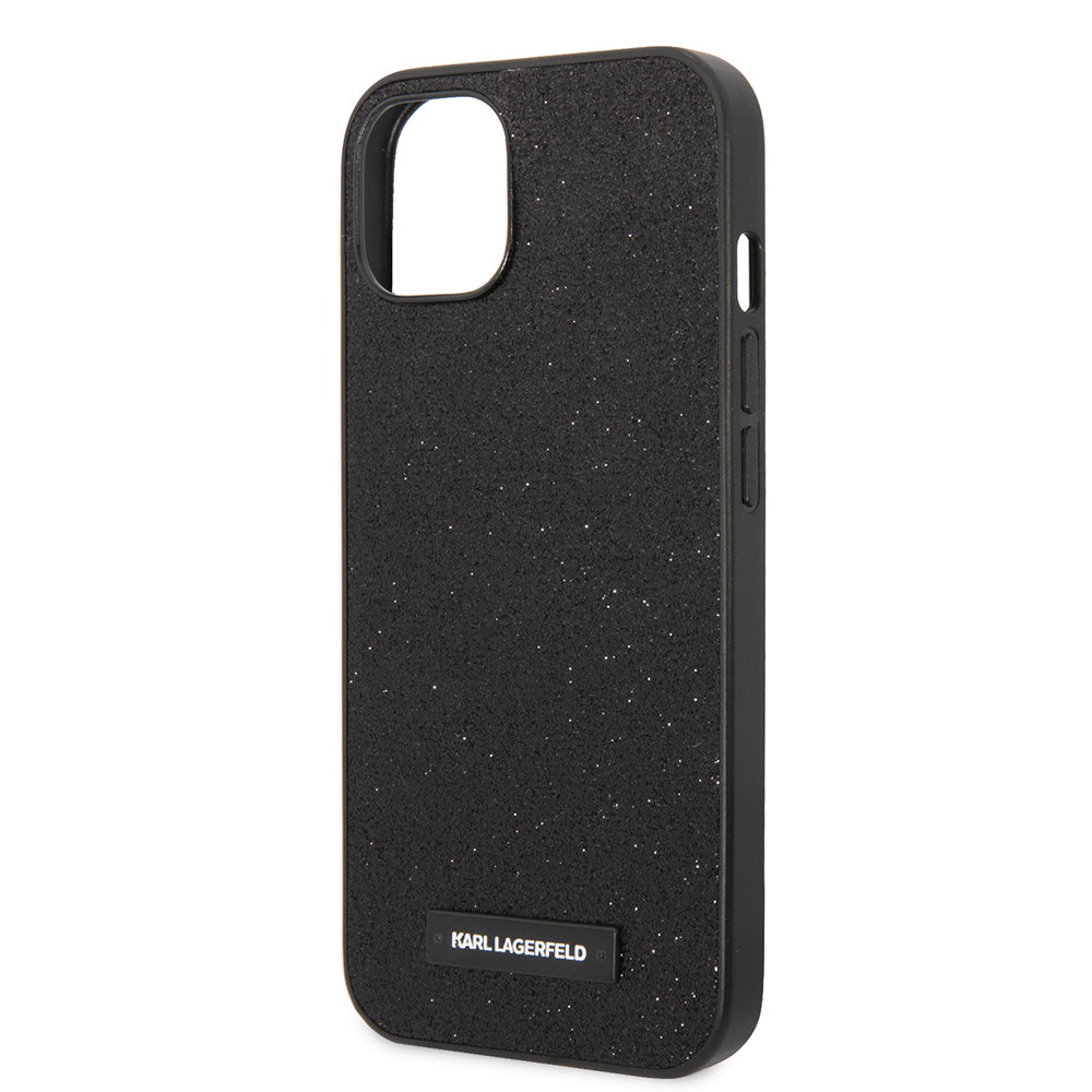 Hülle für Apple iPhone 14 Plus, Karl Lagerfeld, Glitter Plaque Logo, Schwarz