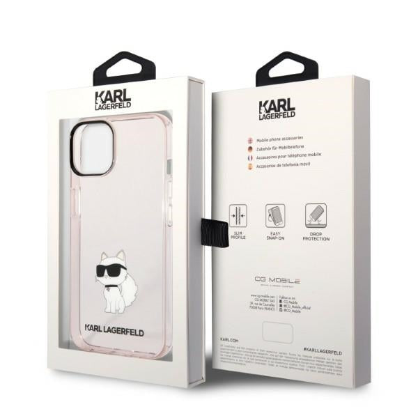 Hülle für Apple iPhone 14 Plus, Karl Lagerfeld, Ikonik Choupette, Rosa