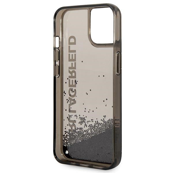Hülle für Apple iPhone 14 Plus, Karl Lagerfeld, Liquid Glitter KL Logo, Schwarz