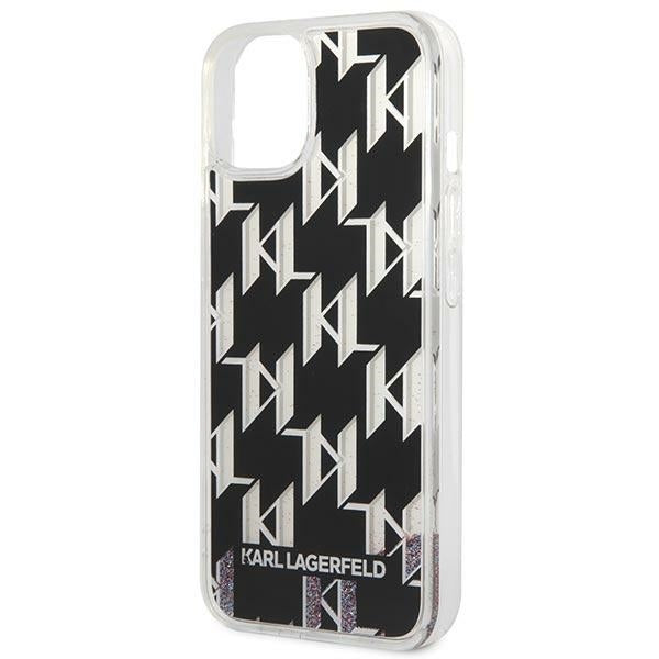 Hülle für Apple iPhone 14 Plus, Karl Lagerfeld, Liquid Glitter Monogram, Schwarz