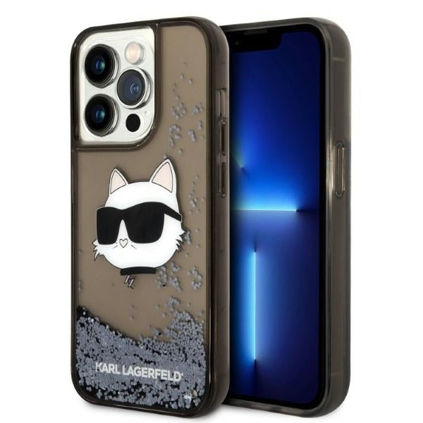 Hülle für Apple iPhone 14 Pro, Karl Lagerfeld, Glitter Choupette's Head, Schwarz