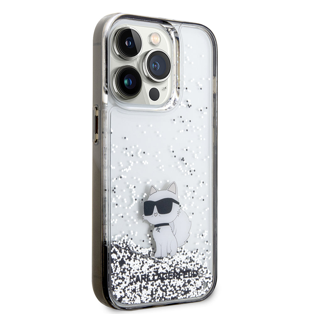 Case for Apple iPhone 14 Pro, Karl Lagerfeld, Liquid Glitter Choupette, Transparent