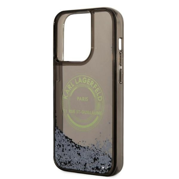 Hülle für Apple iPhone 14 Pro, Karl Lagerfeld, Liquid Glitter RSG, Schwarz