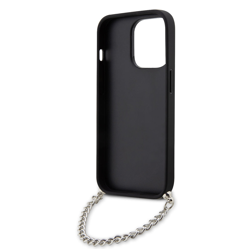Hülle für Apple iPhone 14 Pro, Karl Lagerfeld, Saffiano Monogram Chain, Schwarz