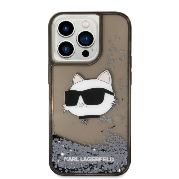 Hülle für Apple iPhone 14 Pro Max, Karl Lagerfeld, Glitter Choupette's Head, Schwarz