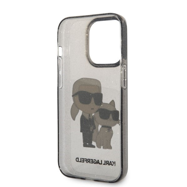 Hülle für Apple iPhone 14 Pro Max, Karl Lagerfeld, Glitter Karl & Choupette, Schwarz