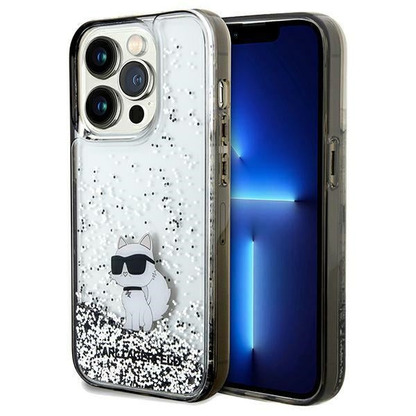 Hülle für Apple iPhone 14 Pro Max, Karl Lagerfeld, Liquid Glitter Choupette, Transparent