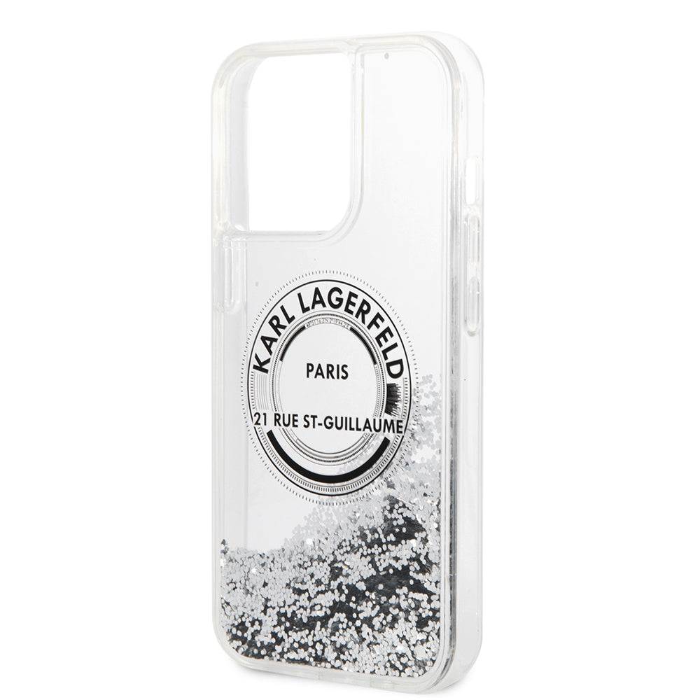 Case for Apple iPhone 14 Pro Max, Karl Lagerfeld, Liquid Glitter RSG, Silver