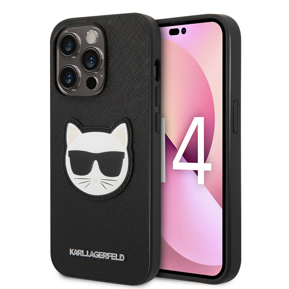 Hülle für Apple iPhone 14 Pro Max, Karl Lagerfeld, Saffiano Choupette's Head, Schwarz