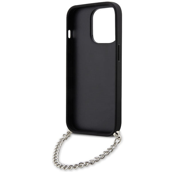 Hülle für Apple iPhone 14 Pro Max, Karl Lagerfeld, Saffiano Monogram Chain, Silbern