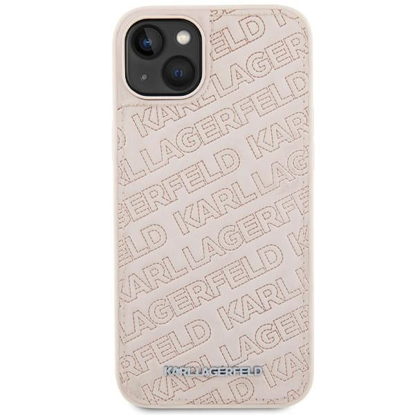 Case for Apple iPhone 15, Karl Lagerfeld, Diagonal Quilted K Pattern, Pink