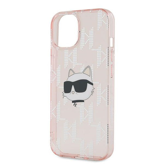 Hülle für Apple iPhone 15, Karl Lagerfeld, IML Luxury Monogram Choupette's Head, Rosa