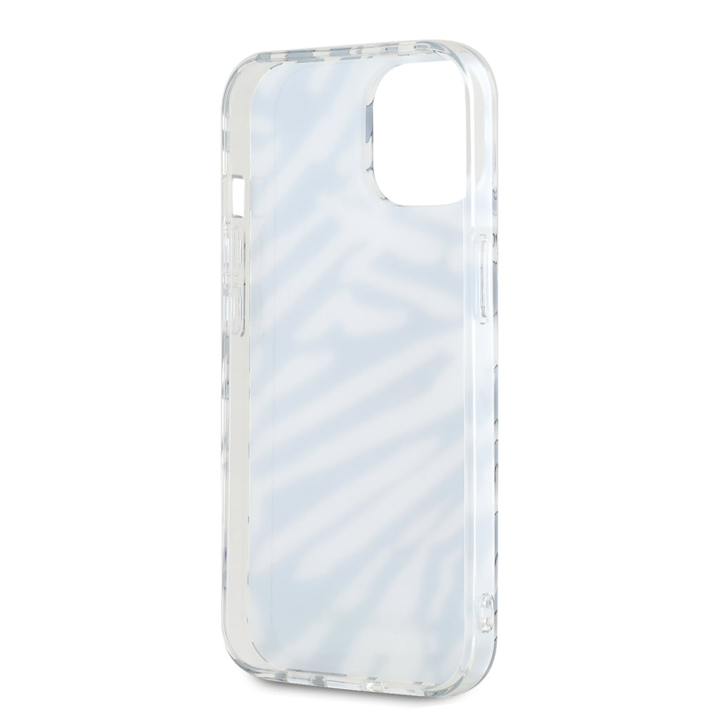 Hülle für Apple iPhone 15, Karl Lagerfeld, IML Luxury Zebra Muster mit Trageriemen, Schwarz