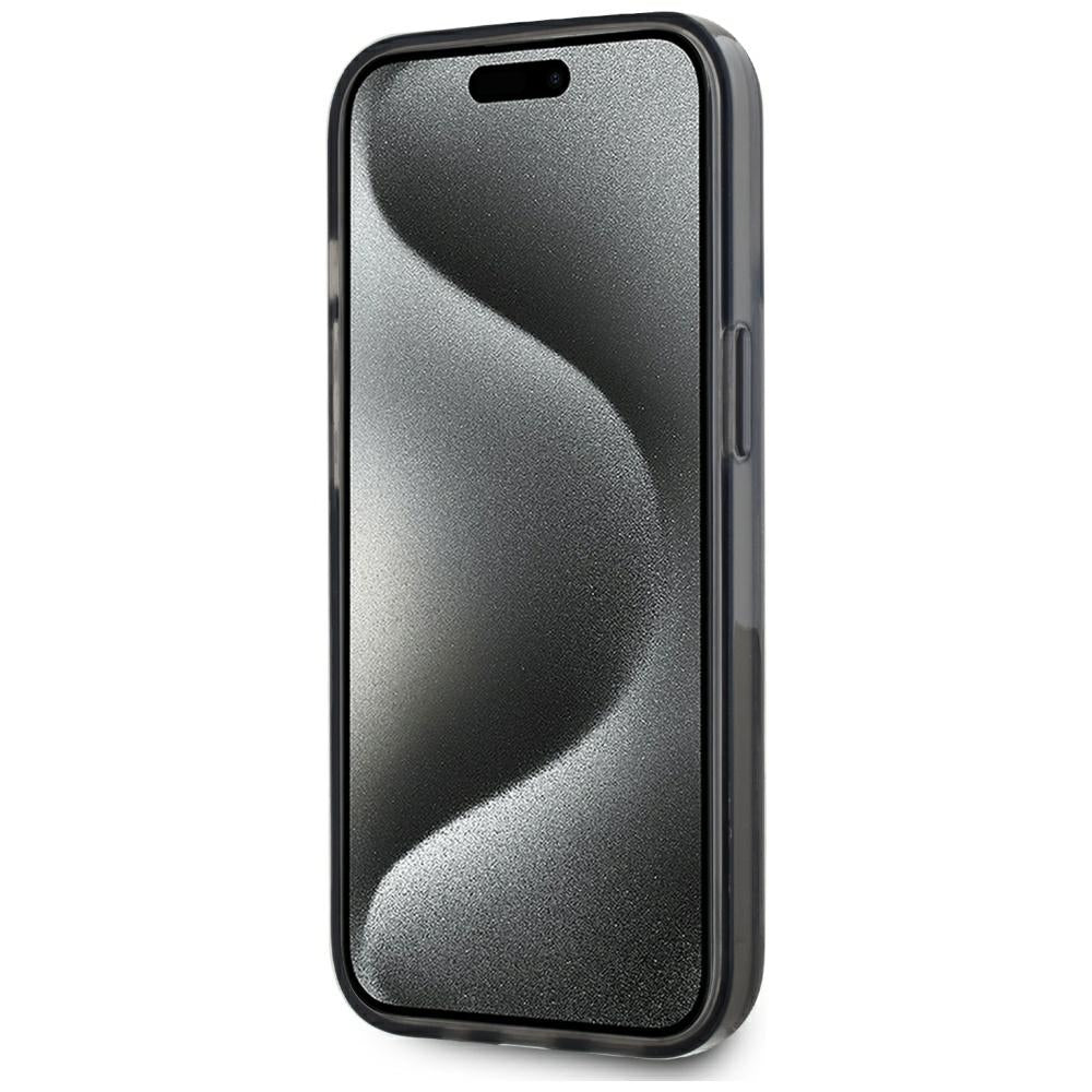 Hülle für Apple iPhone 15, Karl Lagerfeld, Liquid Glitter Monogram, Schwarz