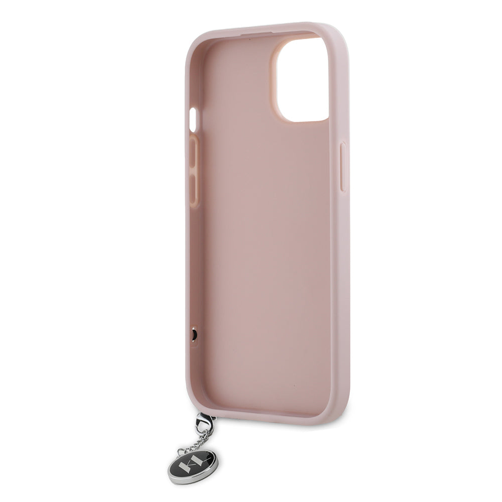Hülle für Apple iPhone 15, Karl Lagerfeld, Saffiano Rhinestones & Charm, Rosa