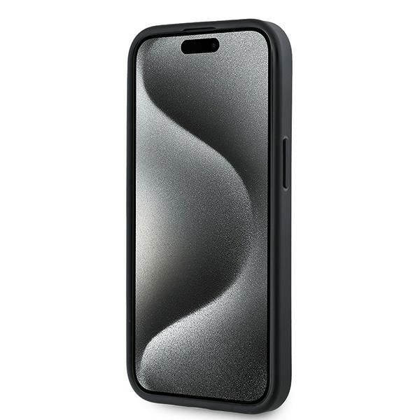 Hülle für Apple iPhone 15 Plus, Karl Lagerfeld, Diagonal Quilted Script, Schwarz