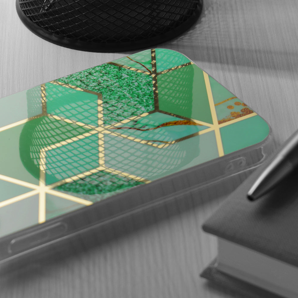 Hülle für Apple iPhone 15 Plus, Techsuit, Marble, Grün