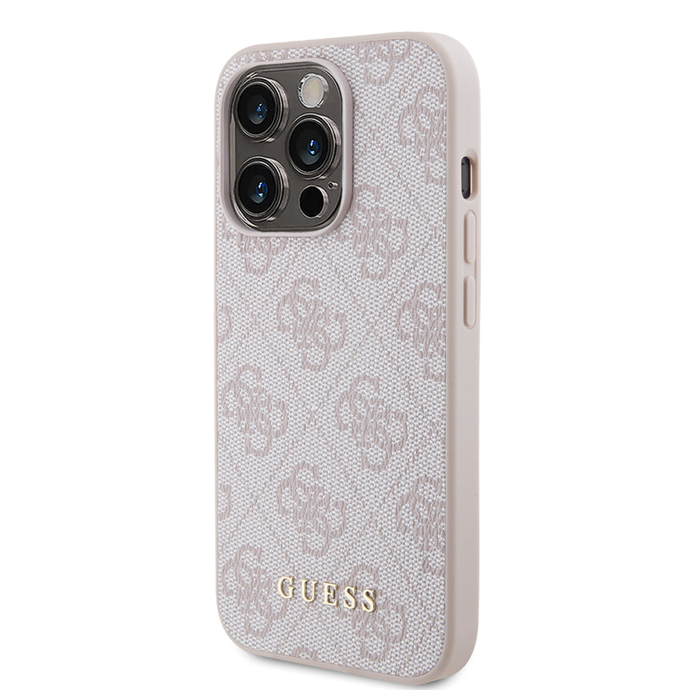 Hülle für Apple iPhone 15 Pro, Guess, 4G Metal Gold Logo, Rosa