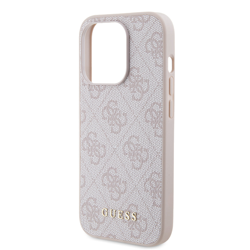 Hülle für Apple iPhone 15 Pro, Guess, 4G Metal Gold Logo, Rosa