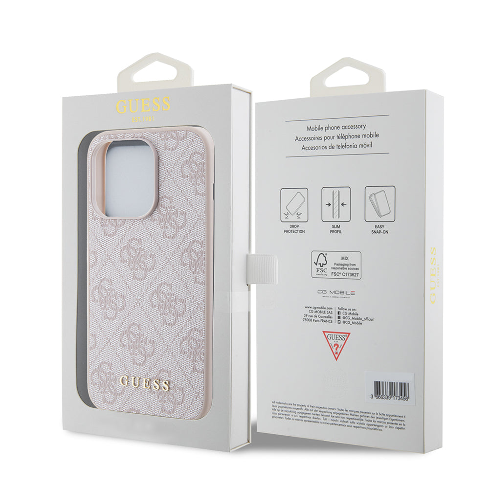 Hülle für Apple iPhone 15 Pro, Guess, 4G Metal Gold Logo, Rosa