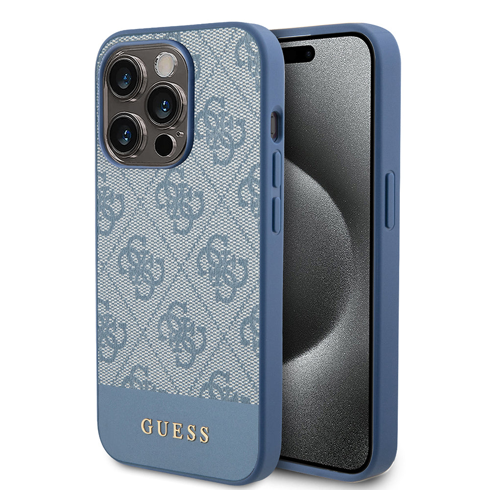 Hülle für Apple iPhone 15 Pro, Guess, 4G Stripe, Blau